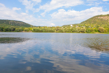Clouds reflecting in the river water