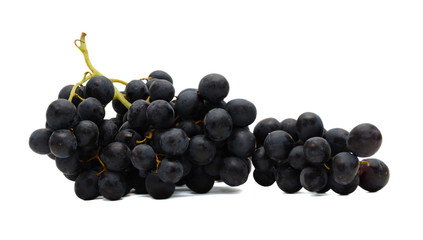 bunch of black grapes isolated on white background