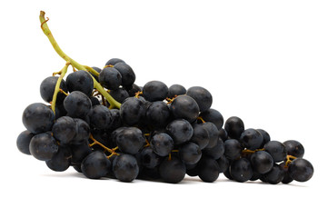 bunch of black grapes isolated on white background