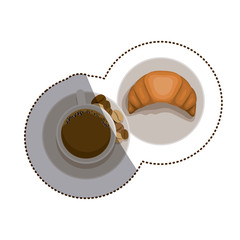 Croissant and coffee cup icon. Bakery food shop traditional and product theme. Isolated design. Vector illustration