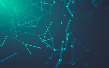 Abstract polygonal space low poly dark background, 3d rendering