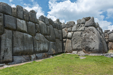Ancient Inca fortress Saksaywaman near Cusco in Sacred Valley, Peru. (since 1983 was added as part...