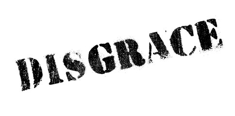 Disgrace rubber stamp. Grunge design with dust scratches. Effects can be easily removed for a clean, crisp look. Color is easily changed.