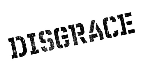 Disgrace rubber stamp. Grunge design with dust scratches. Effects can be easily removed for a clean, crisp look. Color is easily changed.