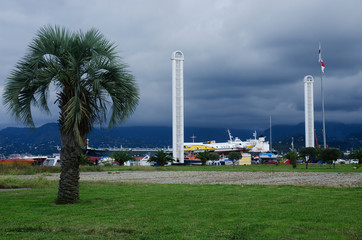 Batumi port lighthouses, located in the city center, Georgia