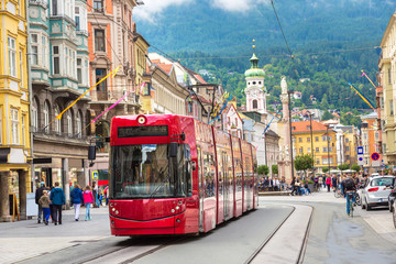City train in Innsbruck - obrazy, fototapety, plakaty
