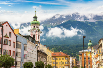 Street in historical part of Innsbruck - obrazy, fototapety, plakaty