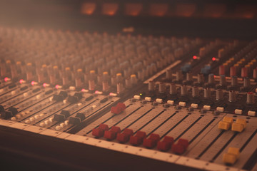 Fototapeta na wymiar Professional audio mixing console