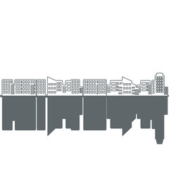 Naklejka premium line office building icon