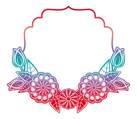 Beautiful floral label with gradient fill. Color silhouette frame for advertisements, wedding and other invitations or greeting cards. Raster clip art.