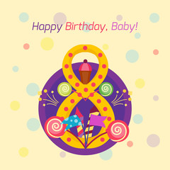 Happy birthday badge vector icon.