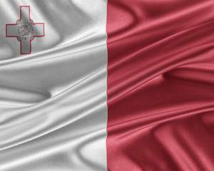 Malta flag with a glossy silk texture.