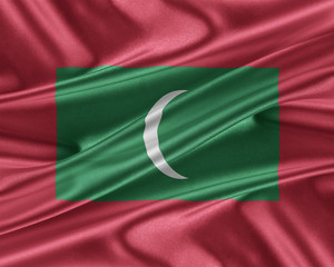 Maldives flag with a glossy silk texture.