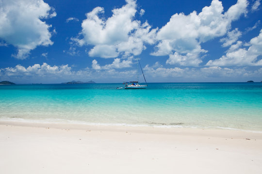 Beautiful blue water of Whitehaven Beach in the Whitsundays © Darren