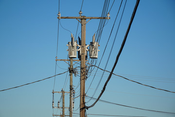 power pole under blue sky