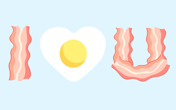 Bacon And Eggs I Love You Valentine's Day Illustration.