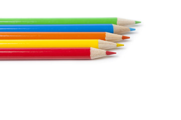5 Colored Pencils isolated on white background.