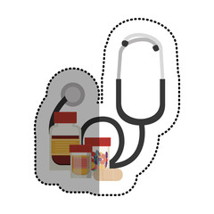 Stethoscope and medicine icon. Medical heath care and hospital theme. Isolated design. Vector illustration