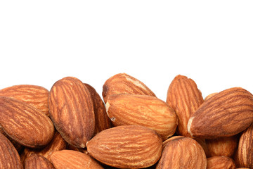 Closeup of Almonds on white