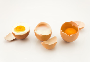 produce eggs on white background