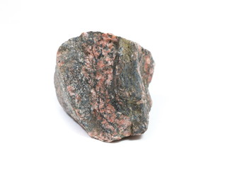 Single natural stone on white background