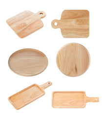 wooden plate isolated on white background