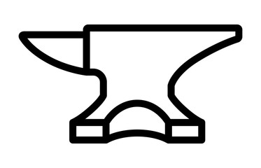 Blacksmith crafting anvil block line art icon for apps and games