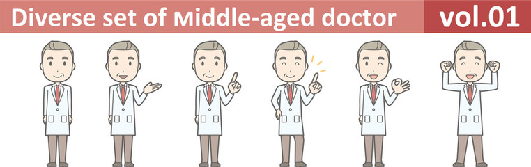 Diverse set of middle-aged male doctor,EPS10 vector format vol.0