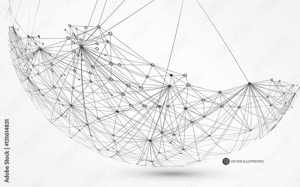 Poster dotted lines connected to the abstract graphics, network connections.