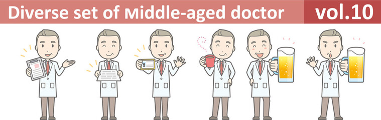 Diverse set of middle-aged male doctor,EPS10 vector format vol.1