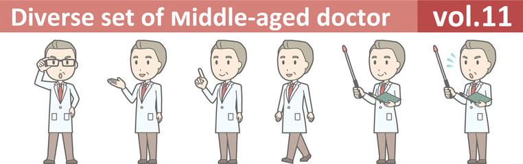 Fototapeta premium Diverse set of middle-aged male doctor,EPS10 vector format vol.1