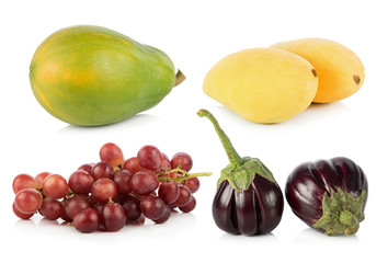 fruit and vegetable on white background