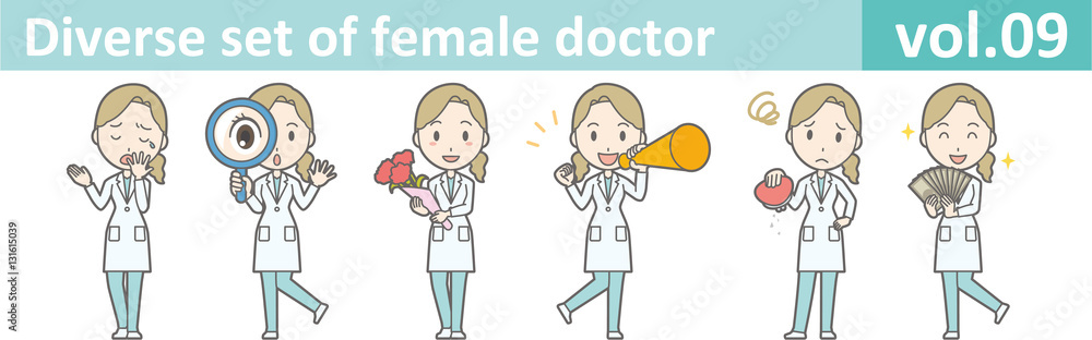 Wall mural Diverse set of female doctor , EPS10 vector format vol.09