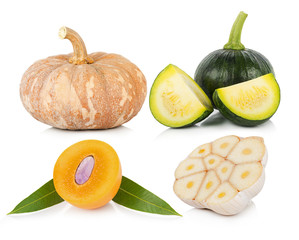 fruit and vegetable on white background