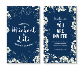 Floral background for invitation card. banners set
