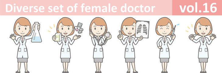Diverse set of female doctor , EPS10 vector format vol.16