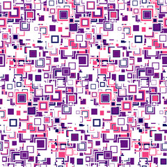 Fototapeta premium Geometric seamless pattern. The squares of different sizes and colors, arranged on violet background. Useful as design element for texture, pattern and artistic compositions.