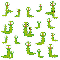 Caterpillars on white background