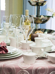 Set of dishes on table