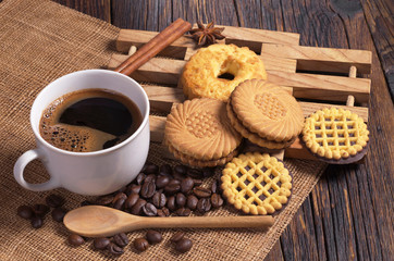 Coffee and various cookies