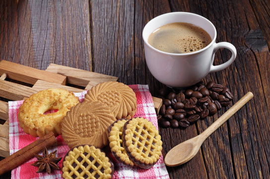 Coffee and various cookies