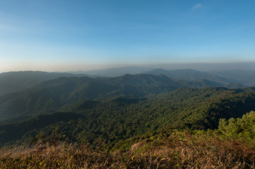 Layer of mountains and mist during sunset ,mountains Mist, Lands