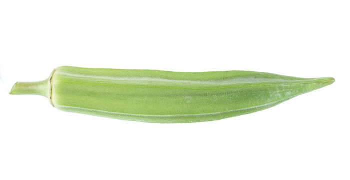 Okra Isolated On The White Backgroud.