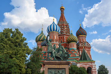 Fototapeta na wymiar View of St. Basil's Cathedral from Red Square in Moscow. Russia. Tourism.