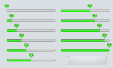 Loading progress bars, green percent indication