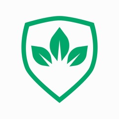 leaves in the shield logo design