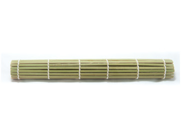 green bamboo place mat isolated on white background