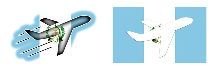 Nation flag - Airplane isolated - Guatemala