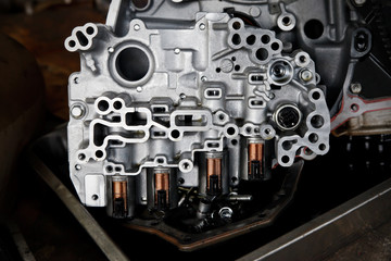 Detail of car engine part.