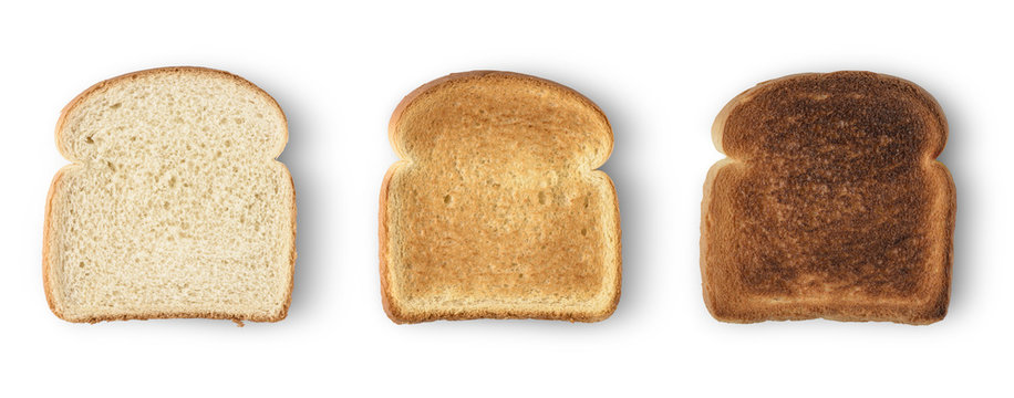 Set Of Three Slices Toast Bread Isolated On White